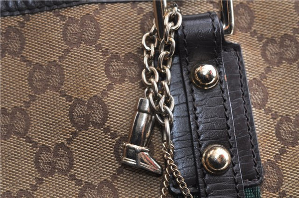 Authentic GUCCI Web Sherry Line Tote Bag GG Canvas Leather 137396 Brown 1549G