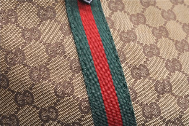 Authentic GUCCI Web Sherry Line Tote Bag GG Canvas Leather 137396 Brown 1549G