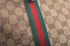 Authentic GUCCI Web Sherry Line Tote Bag GG Canvas Leather 137396 Brown 1549G