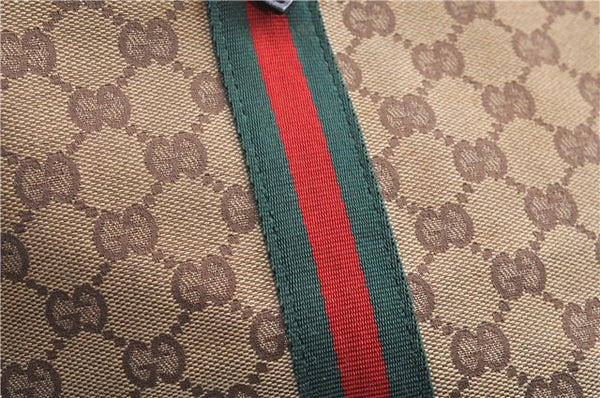 Authentic GUCCI Web Sherry Line Tote Bag GG Canvas Leather 137396 Brown 1549G