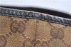 Authentic GUCCI Web Sherry Line Tote Bag GG Canvas Leather 137396 Brown 1549G