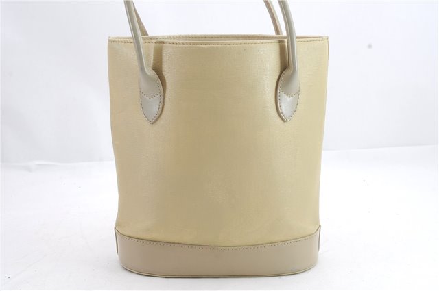 Authentic BURBERRY Vintage Leather Shoulder Hand Bag Purse Ivory Beige 1552D