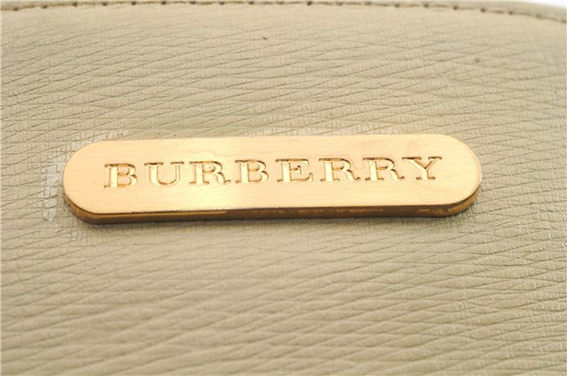 Authentic BURBERRY Vintage Leather Shoulder Hand Bag Purse Ivory Beige 1552D