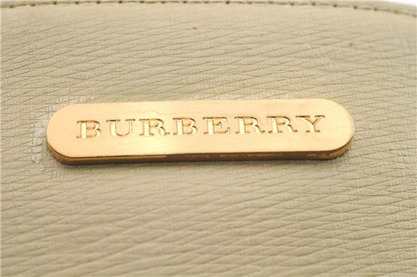 Authentic BURBERRY Vintage Leather Shoulder Hand Bag Purse Ivory Beige 1552D