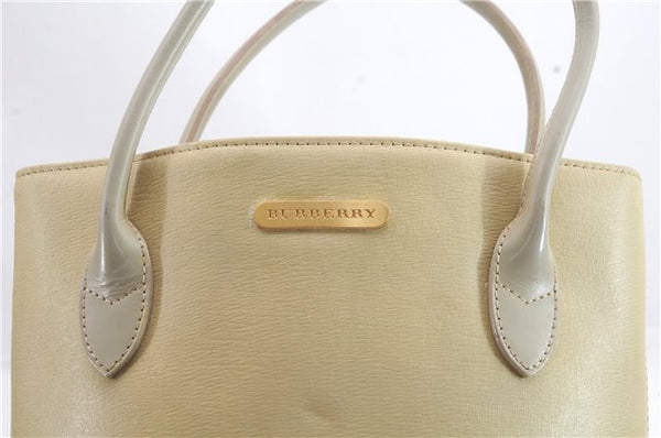 Authentic BURBERRY Vintage Leather Shoulder Hand Bag Purse Ivory Beige 1552D