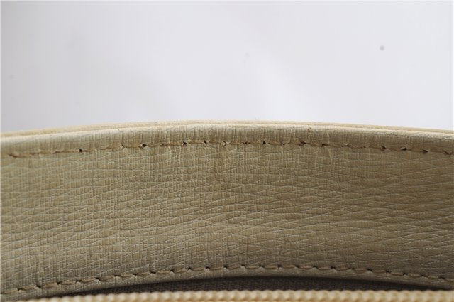 Authentic BURBERRY Vintage Leather Shoulder Hand Bag Purse Ivory Beige 1552D
