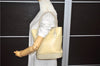Authentic BURBERRY Vintage Leather Shoulder Hand Bag Purse Ivory Beige 1552D