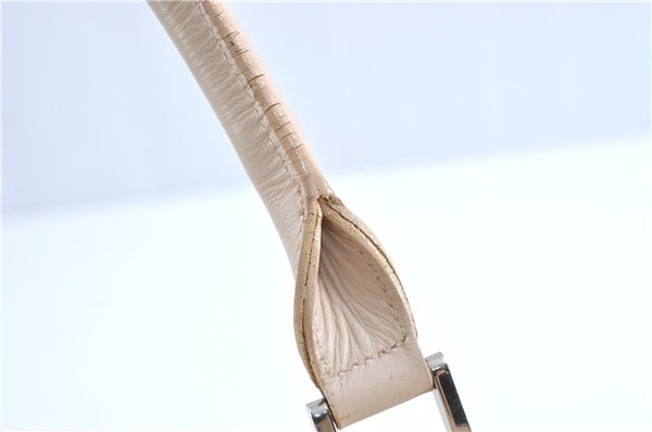 Authentic BURBERRY Vintage Leather Shoulder Hand Bag Purse Ivory 1553D