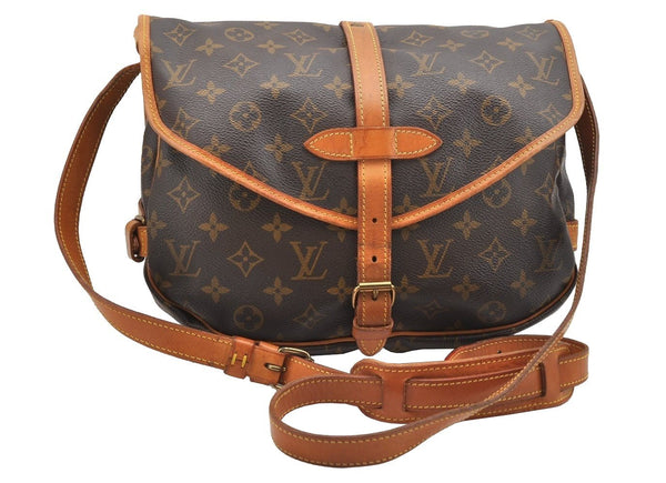 Authentic Louis Vuitton Monogram Saumur 30 Shoulder Cross Bag M42256 Junk 1555I