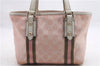 Authentic GUCCI Sherry Line Hand Bag Purse GG Canvas Leather 139261 Pink 1557D