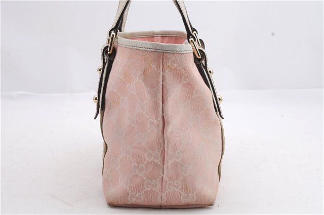 Authentic GUCCI Sherry Line Hand Bag Purse GG Canvas Leather 139261 Pink 1557D