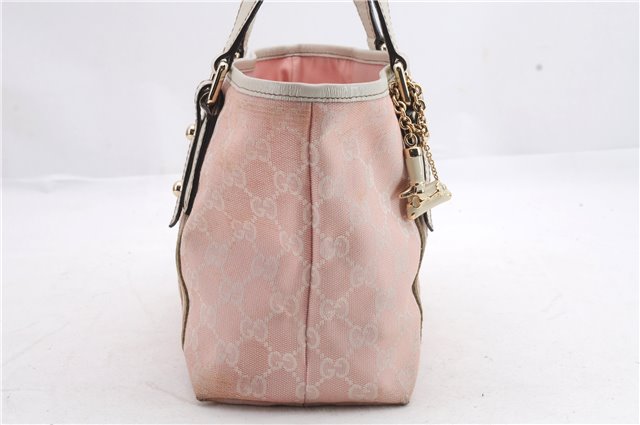 Authentic GUCCI Sherry Line Hand Bag Purse GG Canvas Leather 139261 Pink 1557D