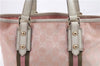 Authentic GUCCI Sherry Line Hand Bag Purse GG Canvas Leather 139261 Pink 1557D