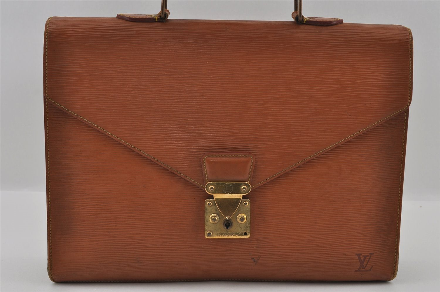 Authentic Louis Vuitton Epi Serviette Conseiller Briefcase Brown M54428 LV 1558I