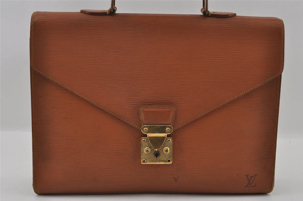 Authentic Louis Vuitton Epi Serviette Conseiller Briefcase Brown M54428 LV 1558I