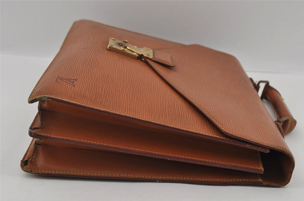Authentic Louis Vuitton Epi Serviette Conseiller Briefcase Brown M54428 LV 1558I