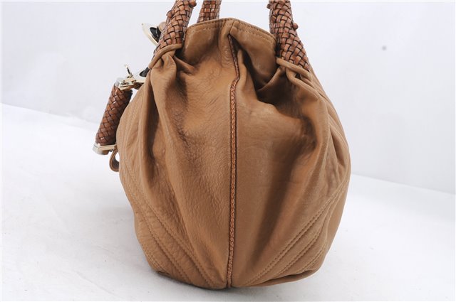 Authentic FENDI Spy Bag Hand Bag Leather Brown 1562D