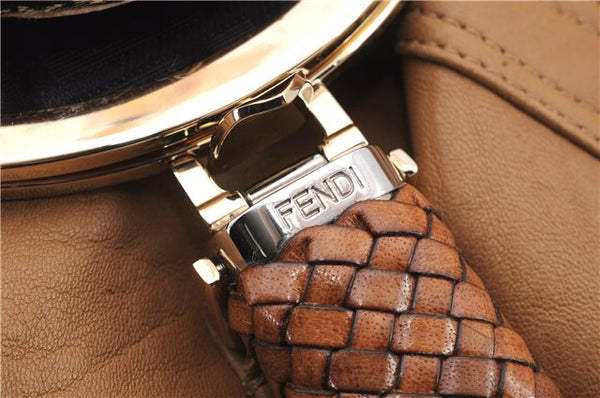 Authentic FENDI Spy Bag Hand Bag Leather Brown 1562D