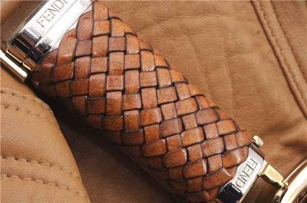 Authentic FENDI Spy Bag Hand Bag Leather Brown 1562D