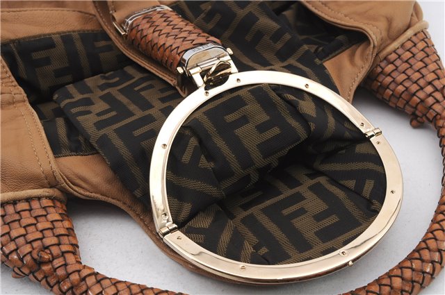 Authentic FENDI Spy Bag Hand Bag Leather Brown 1562D