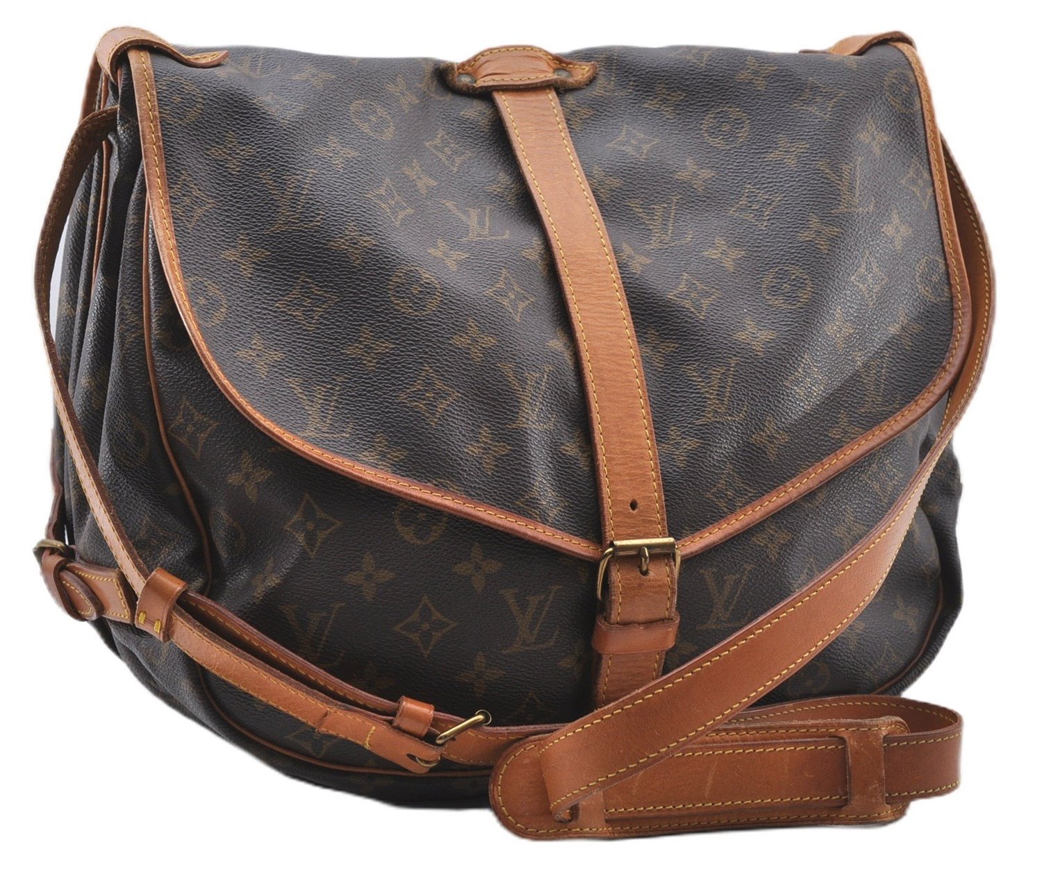 Authentic Louis Vuitton Monogram Saumur 35 Shoulder Cross Bag M42254 LV 1563F