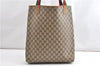 Authentic GUCCI Web Sherry Line Shoulder Tote Bag GG PVC Leather Brown 1563G