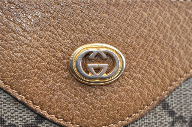 Authentic GUCCI Web Sherry Line Shoulder Tote Bag GG PVC Leather Brown 1563G