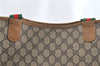 Authentic GUCCI Web Sherry Line Shoulder Tote Bag GG PVC Leather Brown 1563G