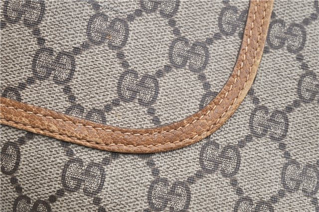Authentic GUCCI Web Sherry Line Shoulder Tote Bag GG PVC Leather Brown 1563G