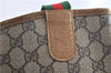Authentic GUCCI Web Sherry Line Shoulder Tote Bag GG PVC Leather Brown 1563G