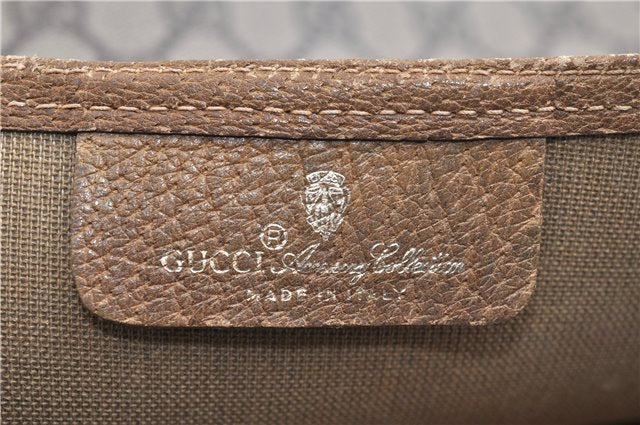Authentic GUCCI Web Sherry Line Shoulder Tote Bag GG PVC Leather Brown 1563G