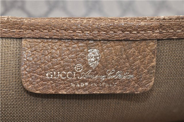 Authentic GUCCI Web Sherry Line Shoulder Tote Bag GG PVC Leather Brown 1563G