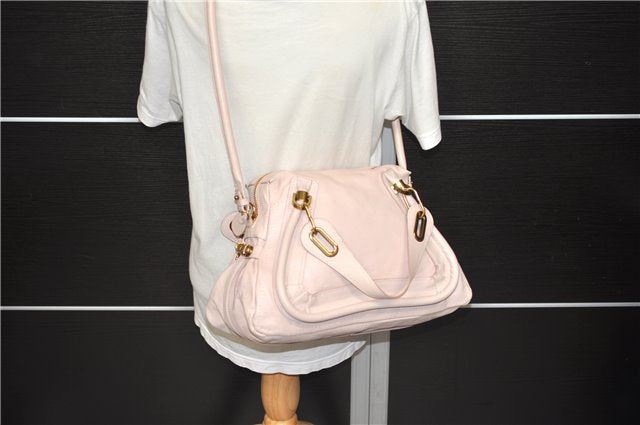 Authentic Chloe Paraty 2Way Shoulder Hand Bag Purse Light Pink 1564D