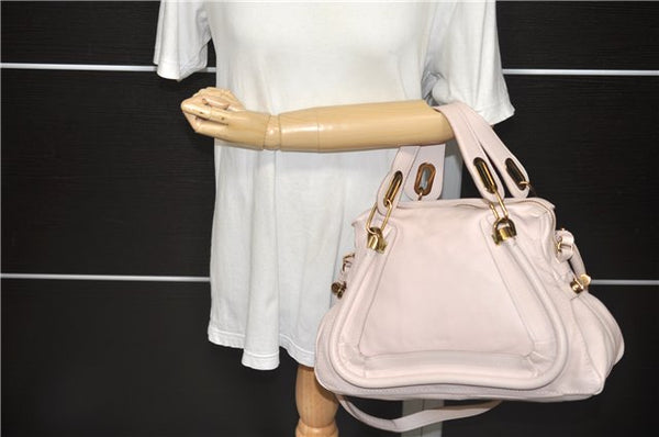 Authentic Chloe Paraty 2Way Shoulder Hand Bag Purse Light Pink 1564D