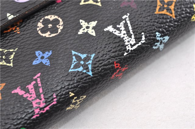 Auth Louis Vuitton Monogram Multicolor Portefeuille Sarah Wallet Black LV 1564G