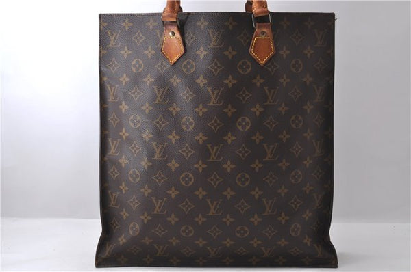 Authentic Louis Vuitton Monogram Sac Plat Hand Bag M51140 LV 1567D