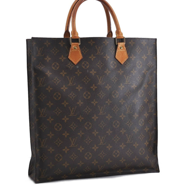 Authentic Louis Vuitton Monogram Sac Plat Hand Bag M51140 LV 1568D