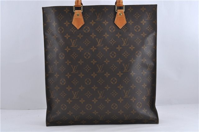 Authentic Louis Vuitton Monogram Sac Plat Hand Bag M51140 LV 1568D