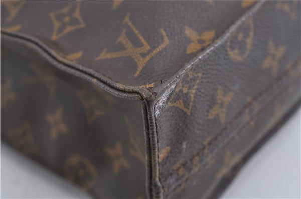 Authentic Louis Vuitton Monogram Sac Plat Hand Bag M51140 LV 1568D