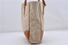 Authentic PRADA Canvas Leather Shoulder Tote Bag Beige 1570D