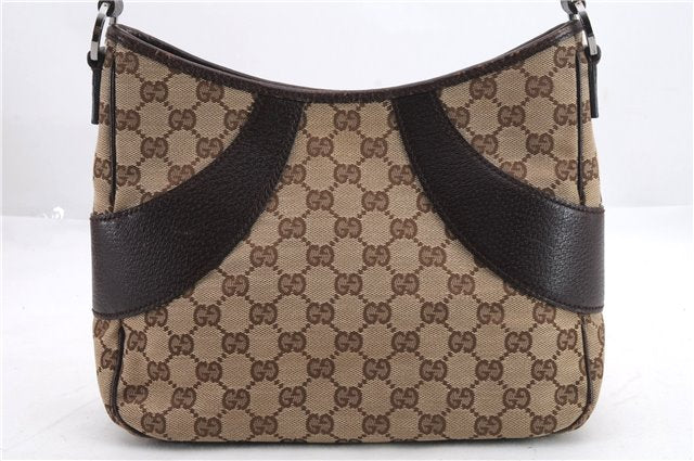 Authentic GUCCI Shoulder Hand Bag GG Canvas Leather 113012 Brown 1571D