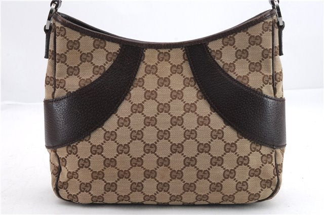 Authentic GUCCI Shoulder Hand Bag GG Canvas Leather 113012 Brown 1571D