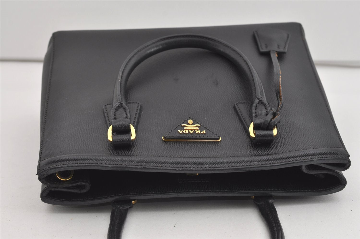 Authentic PRADA Saffiano Leather 2Way Shoulder Hand Bag Purse Black 1571I