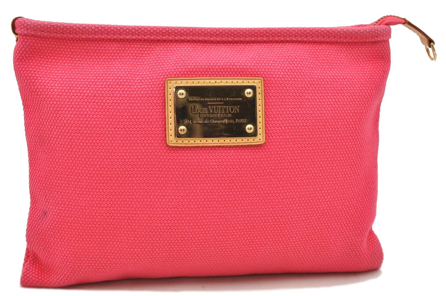 Authentic Louis Vuitton Antigua Pochette Plat PM Pouch Pink M40068 LV 1577D