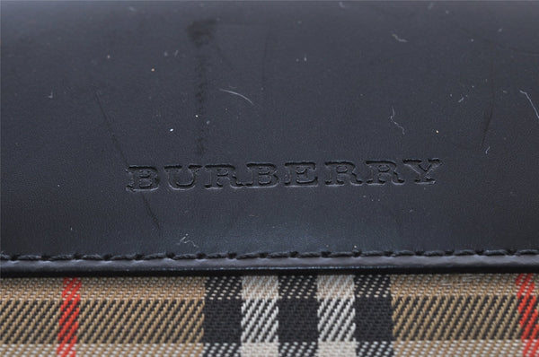 Authentic BURBERRY Vintage Leather Canvas Hand Bag Black 1580I