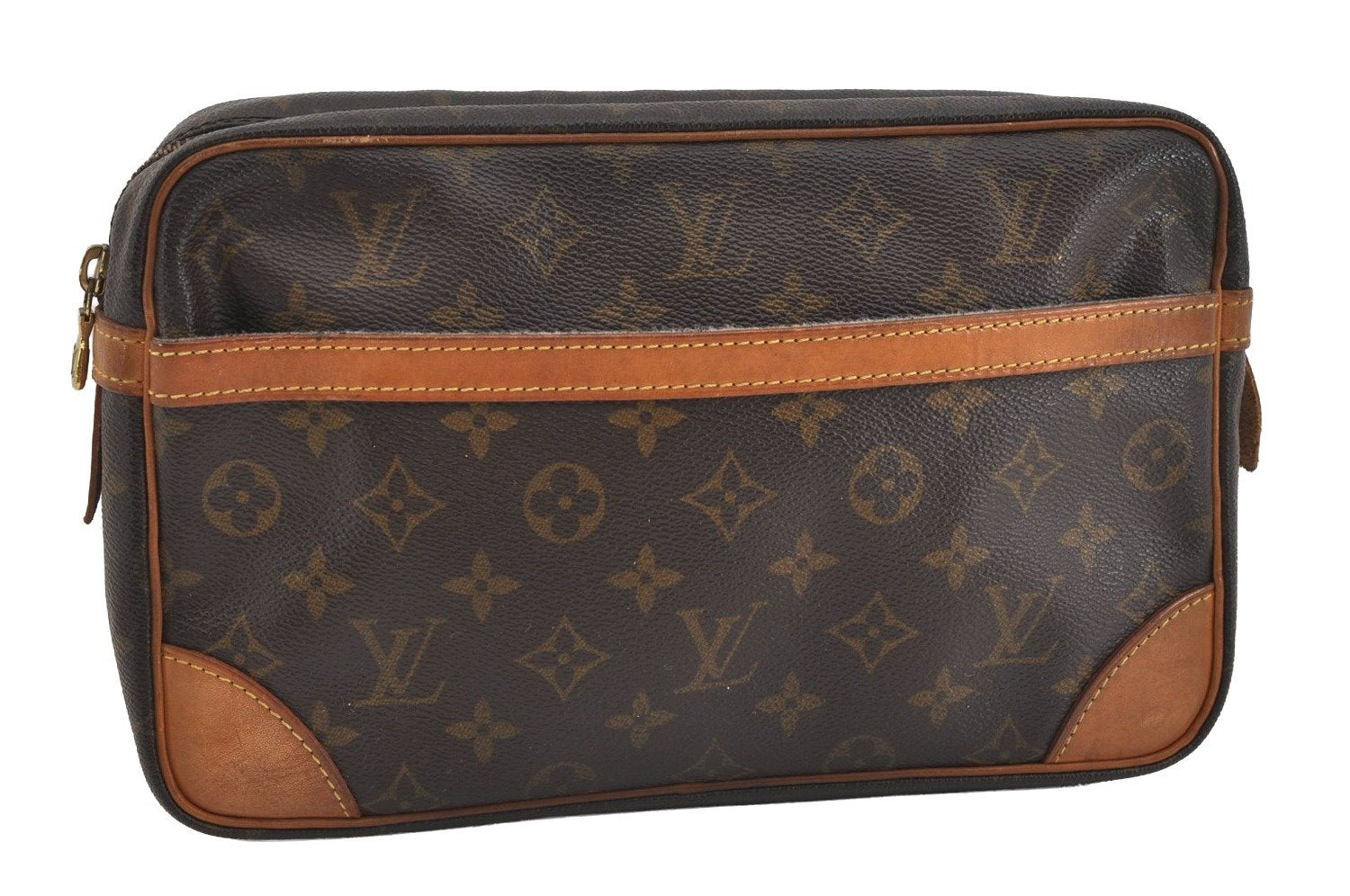 Authentic Louis Vuitton Monogram Compiegne 28 Clutch Hand Bag M51845 LV 1584I