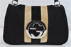 Authentic GUCCI Sherry Line Interlocking G Shoulder Bag Velor 115746 Black 1585D