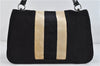 Authentic GUCCI Sherry Line Interlocking G Shoulder Bag Velor 115746 Black 1585D