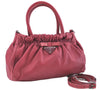 Authentic PRADA Leather Nappa Ribbon 2Way Shoulder Hand Bag Purse Pink 1586C