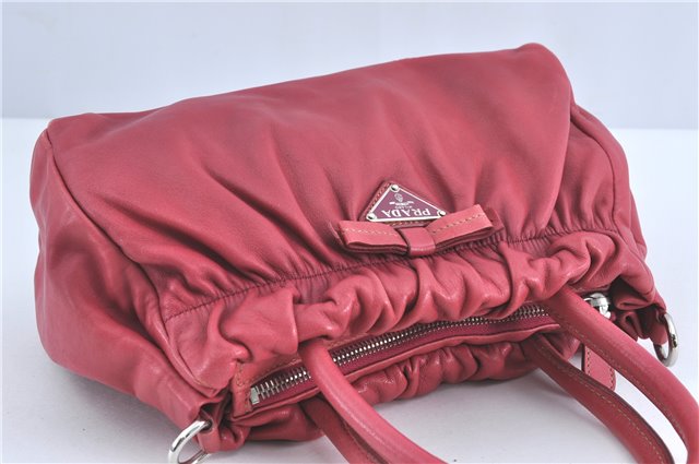 Authentic PRADA Leather Nappa Ribbon 2Way Shoulder Hand Bag Purse Pink 1586C